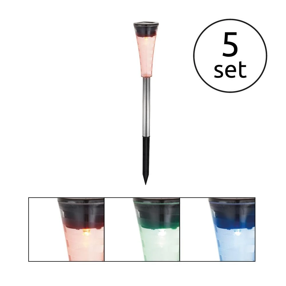 Globo SOLARLEUCHTE 5er Set EDELSTAHL Kunststoff Klar Satiniert, 1XRGB LED – Bild 2