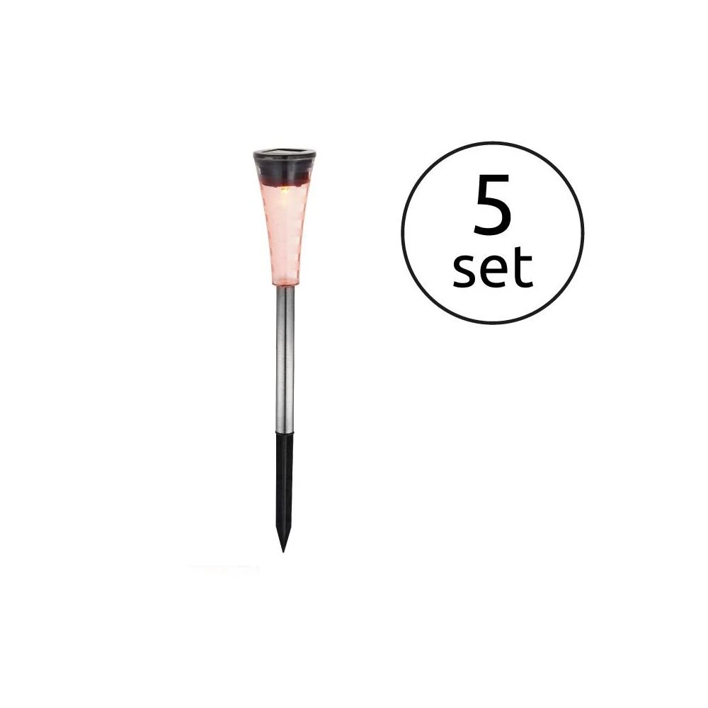 Globo SOLARLEUCHTE 5er Set EDELSTAHL Kunststoff Klar Satiniert, 1XRGB LED