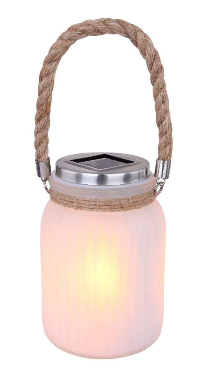 Solarglas Mit Kordel Satiniert LED Flackert Von Globo – Bild 2