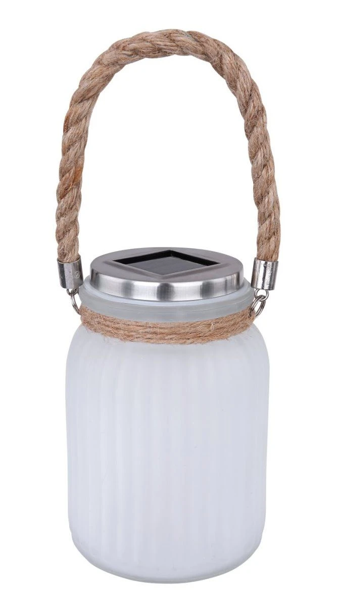 Solarglas Mit Kordel Satiniert LED Flackert Von Globo