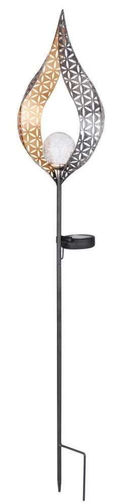 LED Solarlampe Glaskugel Metallbogen Mit Dekorstanzungen Silberfarben Von Globo