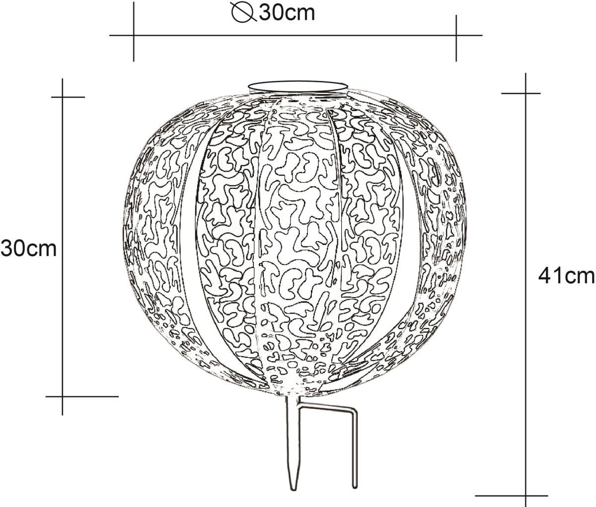 LED Solarleuchte Kugel Aus Streifen M. Dekorstanzungen Rostfarbend 300mm Von Globo – Bild 4