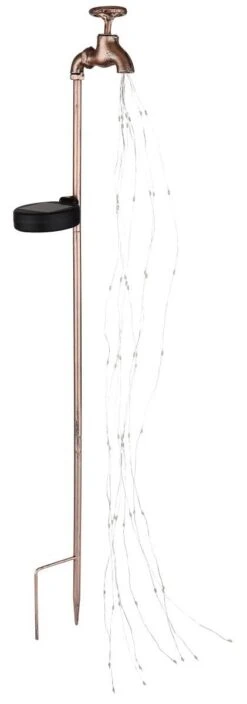 LED Solar Erdspieß Wasserhahn Rose-goldfarben Metall 11x6x80cm Von Globo