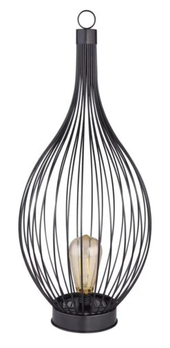 LED Solar Laterne Birnenförmig Metallstreben Schwarz 250x570mm Von Globo