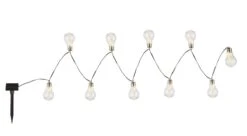 Globo Solarleuchte Lichterkette Glühbirne 10XLED, Kunststoff Klar Silbergrau