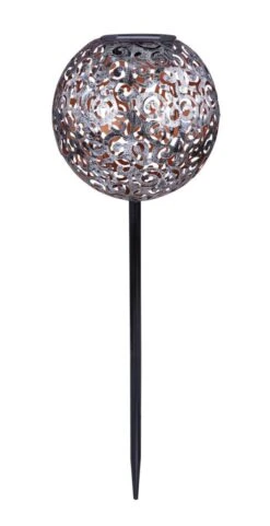 LED Solarlampe Erdspieß Mit Kugel Im Dekorgeflecht Von Globo