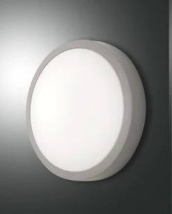 LED Deckenaußenleuchte Grau Fabas Luce Axel 30cm 1300lm IP65 Stoßfest