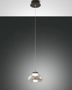 LED Hängeleuchte Schwarz Rauchglas Fabas Luce Smartluce Arabella 14x200cm 720lm Dimmbar