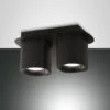 Aufbauleuchte Schwarz Fabas Luce Smooth 19x9cm 2xGU10