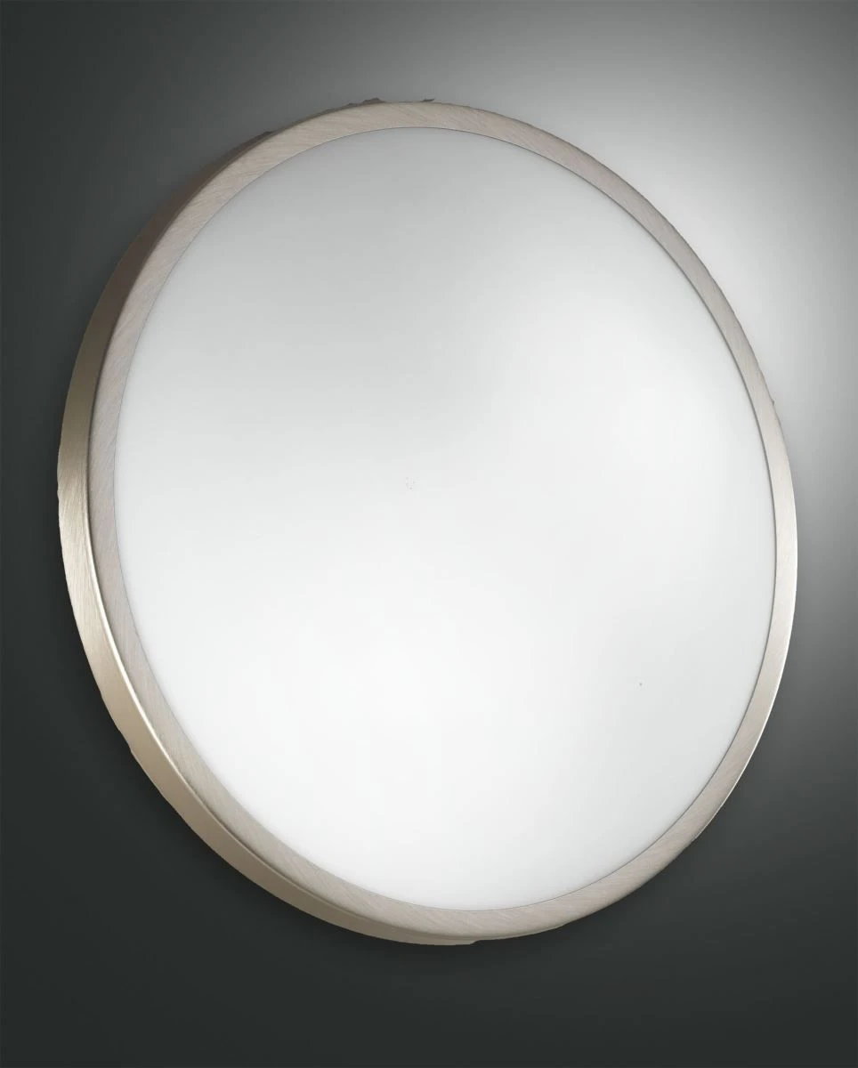 LED Deckenleuchte Nickel Satiniert Fabas Luce Plaza 40cm 2100lm