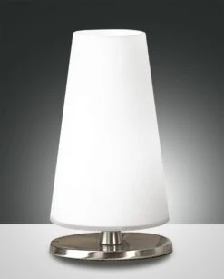 LED Tischleuchte Nickel Satiniert Weiß Fabas Luce Milady G9 220lm