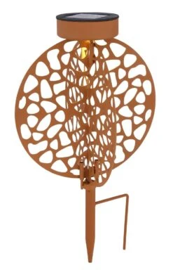 LED Solarleuchte Scheiben Im Kugel Design Mit Dekorstanzungen Rostfarben 200mm Von Globo