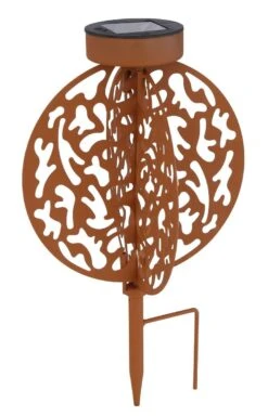 LED Solarleuchte Scheiben Mit Dekorstanzungen Im Kugel Design Rostfarbend 200mm Von Globo