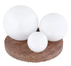 LED Solar Tischleuchte Rattan Optik Mit 3 Kugeln, Braun Weiß 25x17cm Von Globo
