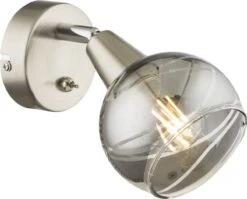 Globo Roman LED Wandstrahler Nickel Matt, Rauch E14 Mit Schalter X10x15cm