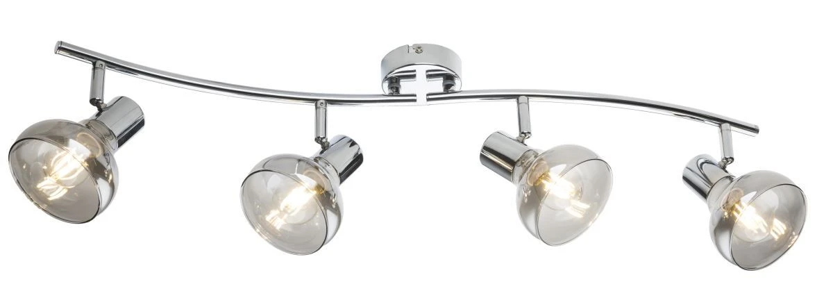 Globo Lothar Deckenstrahler Chrom, Rauch 4x E14 Dimmbar 70x8x16cm