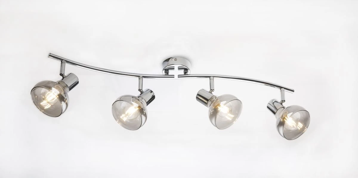 Globo Lothar Deckenstrahler Chrom, Rauch 4x E14 Dimmbar 70x8x16cm – Bild 3