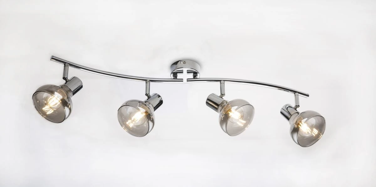 Globo Lothar Deckenstrahler Chrom, Rauch 4x E14 Dimmbar 70x8x16cm – Bild 4