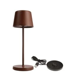 Deko Light Akku Tischlampe Canis Mini Rostfarben Dimmbar Mit Ladesockel 2200/3000K IP65