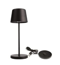 Deko Light Akku Tischlampe Canis Mini Schwarz Dimmbar Mit Ladesockel 2200/3000K IP65