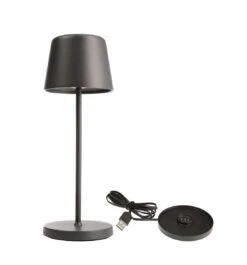 Deko Light Akku Tischlampe Canis Mini Grau Dimmbar Mit Ladesockel 2200/3000K IP65