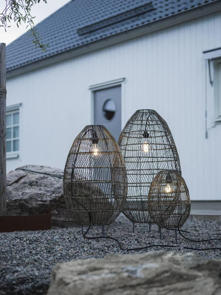 Terrassen Stehleuchte Inkl. 2,5m Kabel PR Home Hanoi 100x55cm Kunststoff Rattan Natur Braun – Bild 3