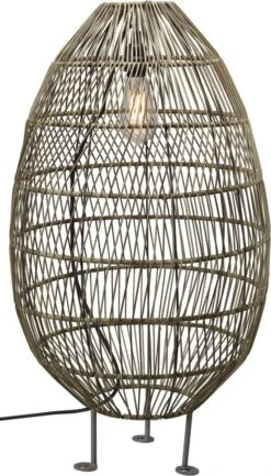 Terrassen Stehleuchte Inkl. 2,5m Kabel PR Home Hanoi 80x45cm Kunststoff Rattan Natur Braun