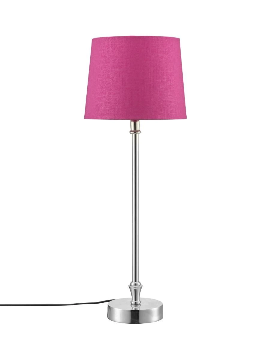 PR Home Liam Schmale Fensterbank Tischlampe Chrom Textilschirm Fuchsia E27 56x20x20cm