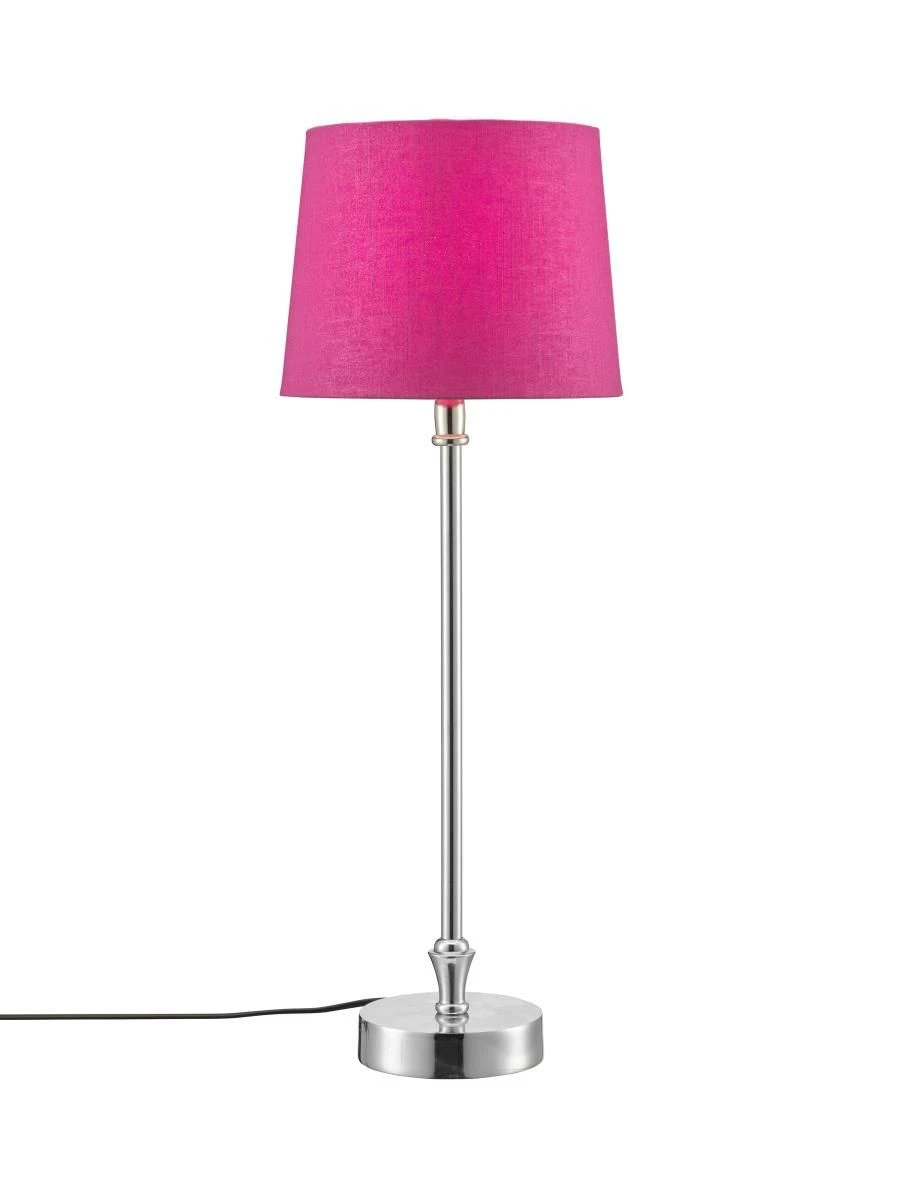 PR Home Liam Schmale Fensterbank Tischlampe Chrom Textilschirm Fuchsia E27 56x20x20cm – Bild 2