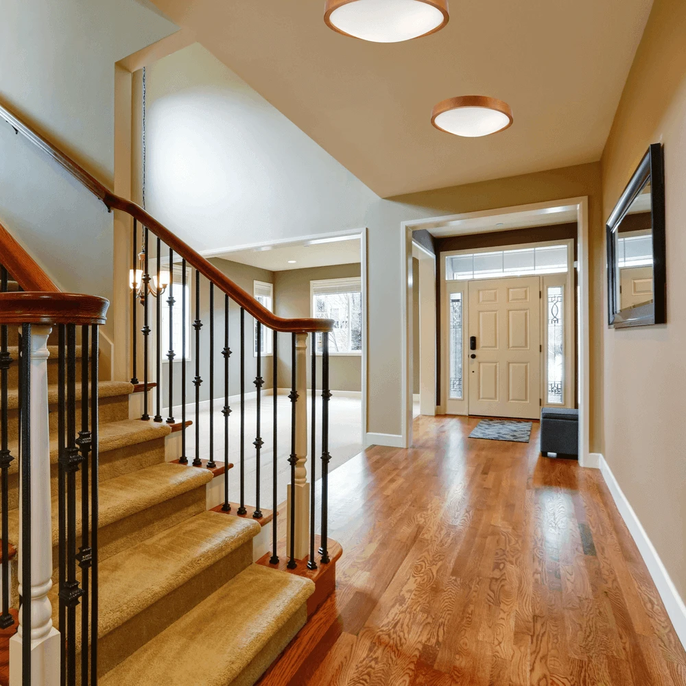 BIOLEDEX Runde Deckenleuchte 37cm Rotbraun Mit E27 Fassung Aus Natur Holz Und Glas – Bild 3