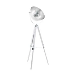 EGLO Vintage COVALEDA Retro Stehlampe E27 Weiss, Chrom, Silber