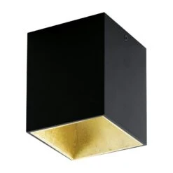 EGLO POLASSO LED Aufbauleuchte, Eckig, 100mm, Schwarz, Gold