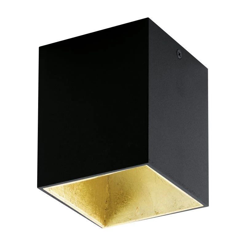 EGLO POLASSO LED Aufbauleuchte, Eckig, 100mm, Schwarz, Gold