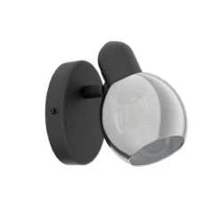 EGLO POLLICA Wandstrahler Schwarz, Rauchglas E14 6,5x10,5cm