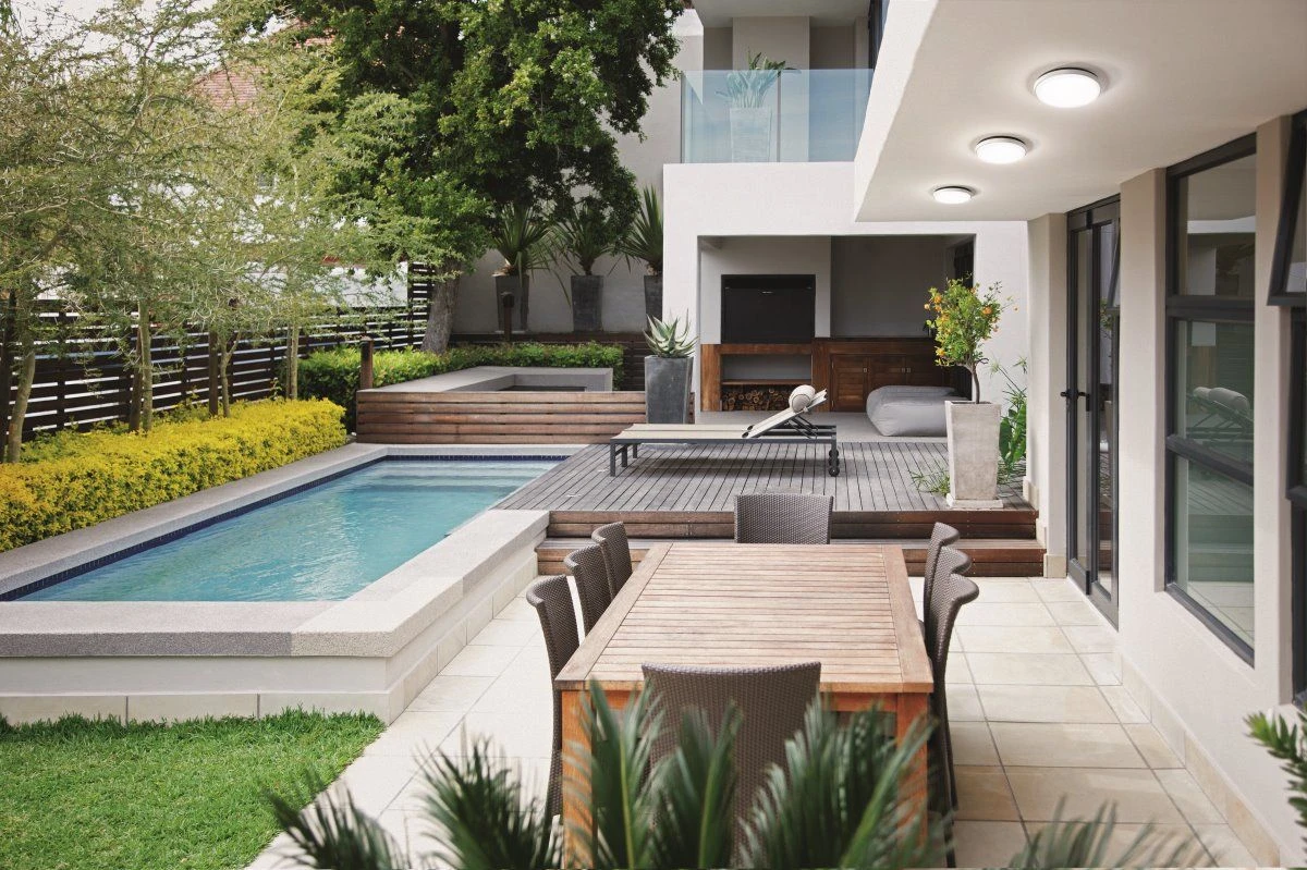 LED Deckenlampe Außen Weiß Fabas Luce Olly 300mm 2800lm IP54 – Bild 3