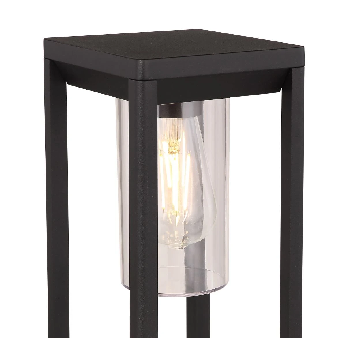 Globo Candela Sockelleuchte Schwarz Matt, Klar E27 Dimmbar 15x15x50cm – Bild 5