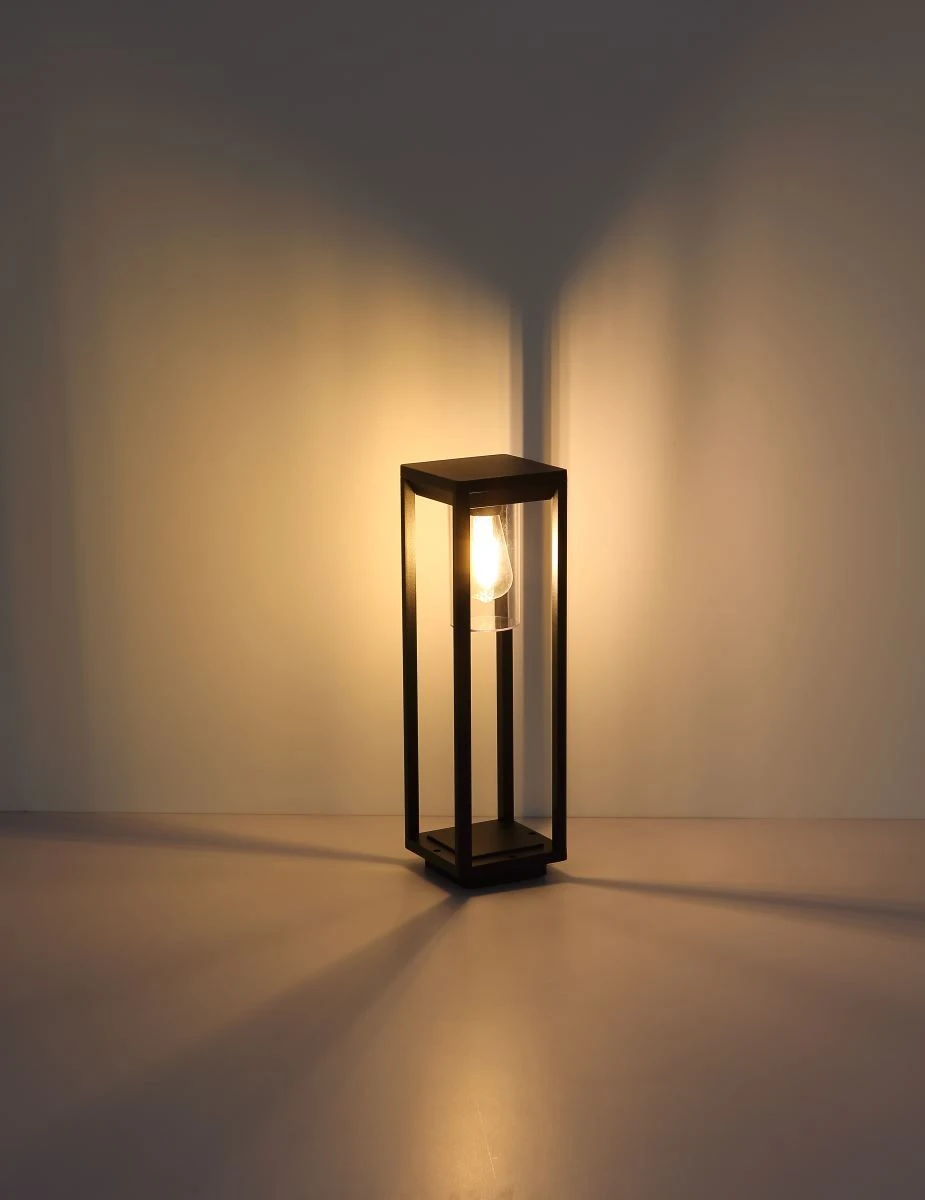 Globo Candela Sockelleuchte Schwarz Matt, Klar E27 Dimmbar 15x15x50cm – Bild 4