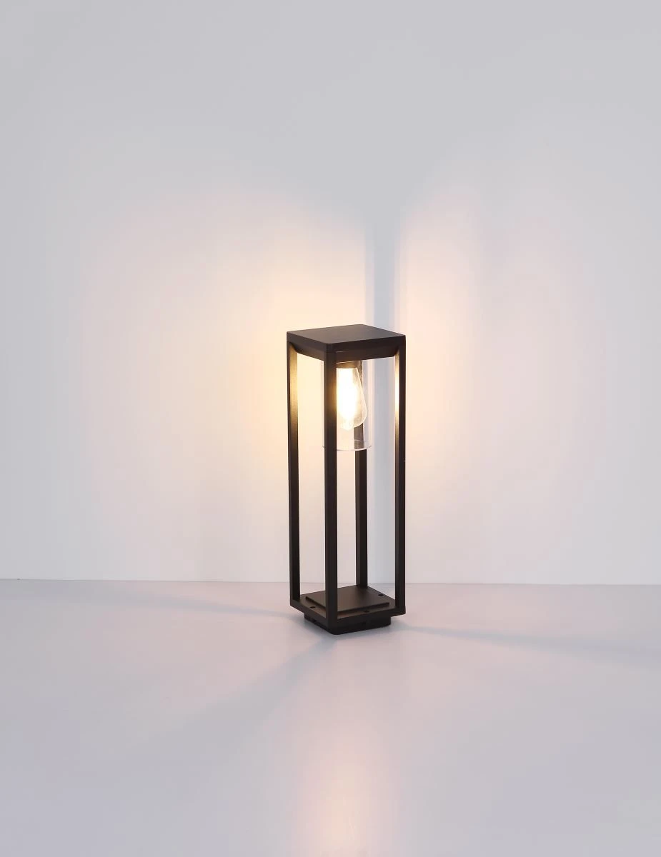 Globo Candela Sockelleuchte Schwarz Matt, Klar E27 Dimmbar 15x15x50cm – Bild 2