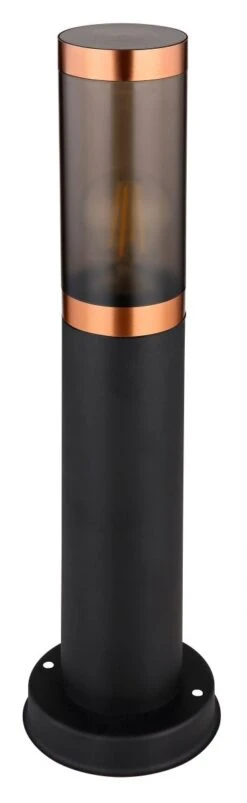 Globo BOSTON AuĂźenleuchte Edelstahl Schwarz, Kupfer,Kunststoff Rauchfarben, 450mm 1xE27