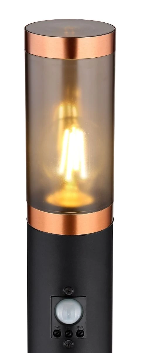 Globo BOSTON Wegeleuchte 1100mm Schwarz, Kupfer, Kunststoff Rauchfarben, Mit Sensor, 1xE27 – Bild 3