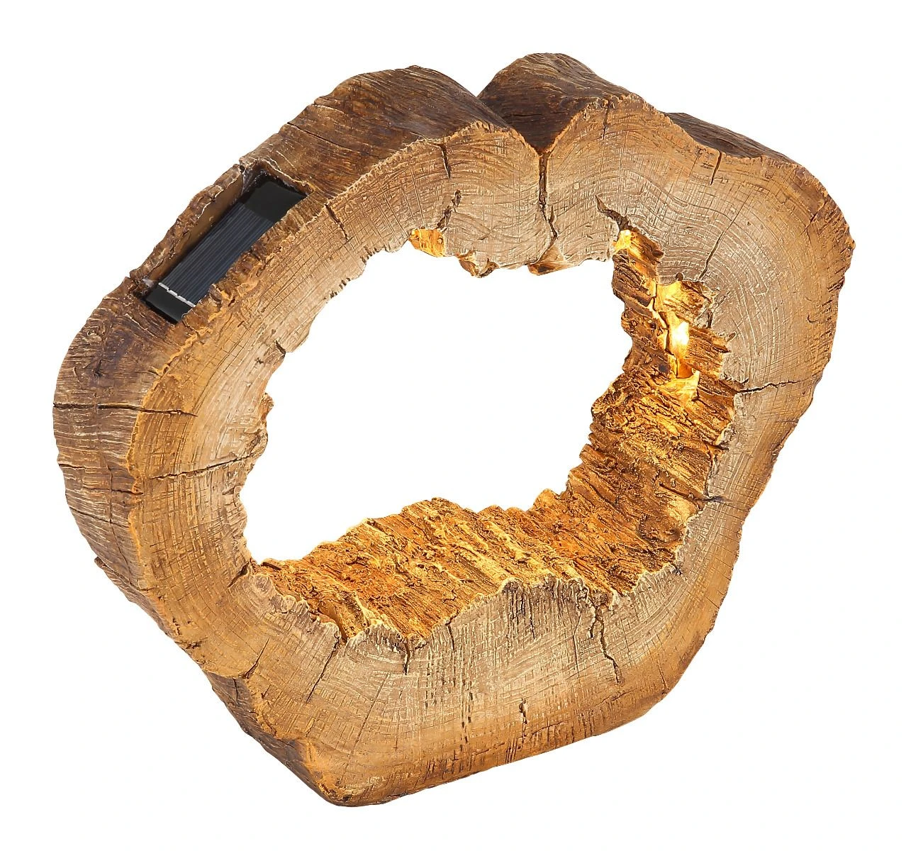 LED Solarleuchte Baumstamm Mit Loch Kunststoff Braun 20xLED Von Globo – Bild 3