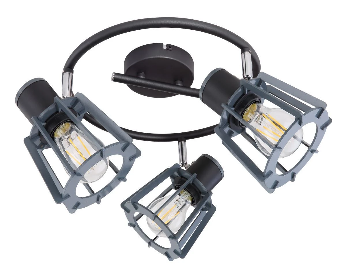 Globo Maha Deckenstrahler Schwarz Matt, Graphit 3x E27 Dimmbar 28x18cm – Bild 6