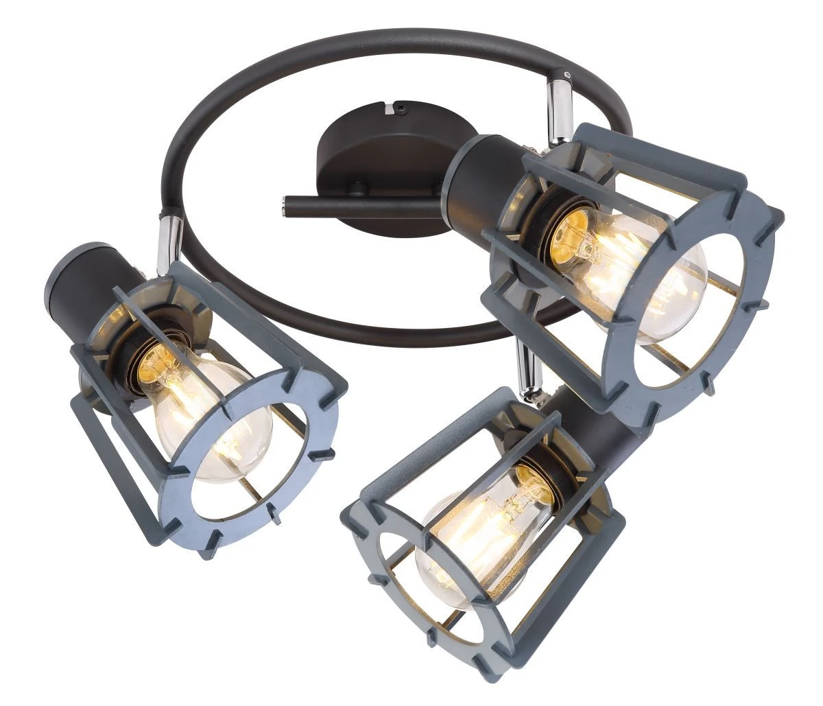 Globo Maha Deckenstrahler Schwarz Matt, Graphit 3x E27 Dimmbar 28x18cm – Bild 5