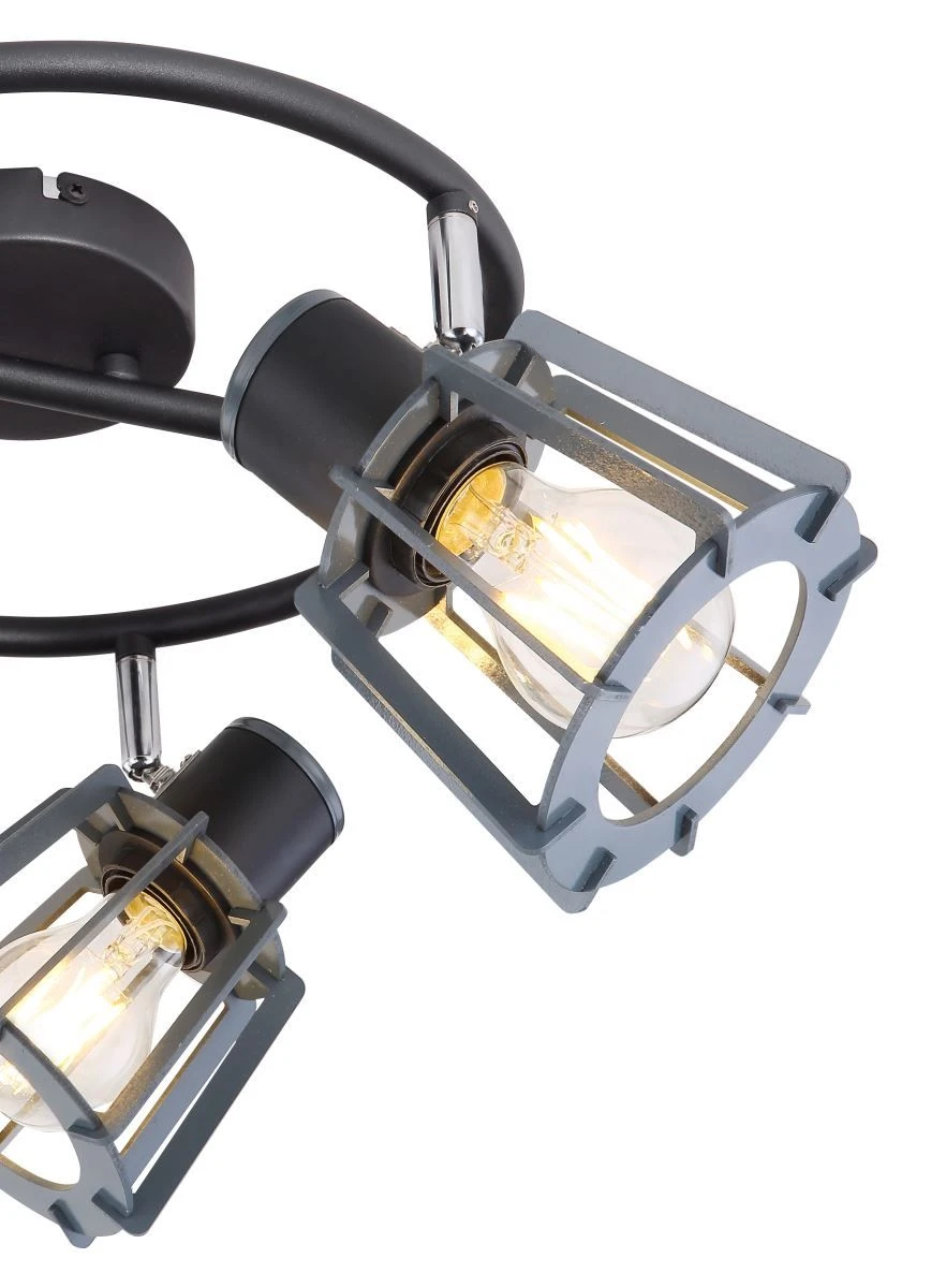 Globo Maha Deckenstrahler Schwarz Matt, Graphit 3x E27 Dimmbar 28x18cm – Bild 3