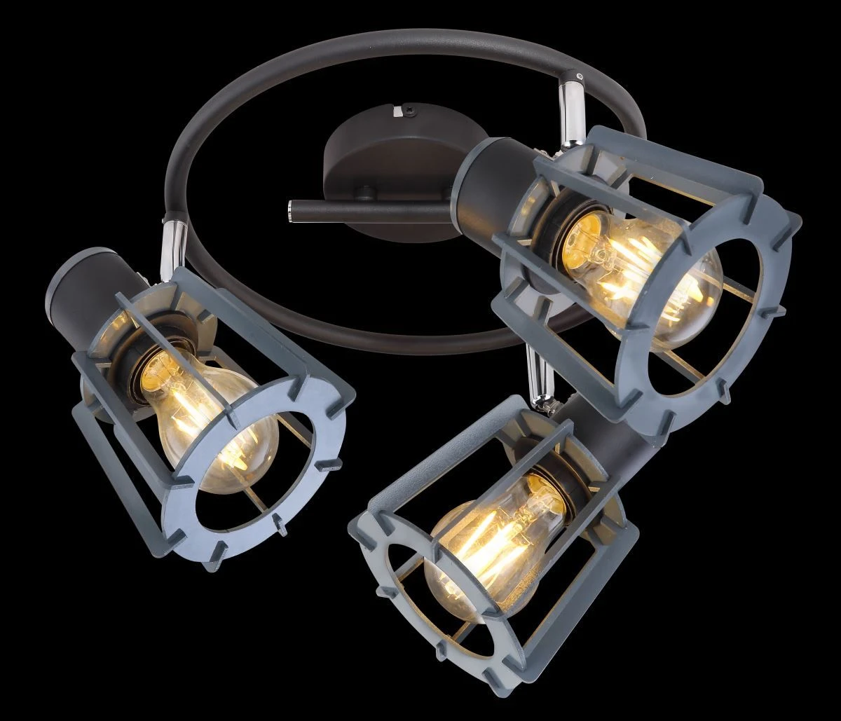 Globo Maha Deckenstrahler Schwarz Matt, Graphit 3x E27 Dimmbar 28x18cm – Bild 2