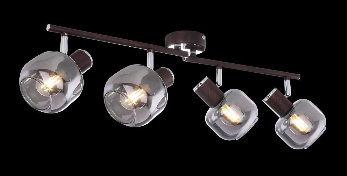 Globo Pallo Deckenstrahler Bronze, Rauch 4x E14 Dimmbar 58x10x18cm