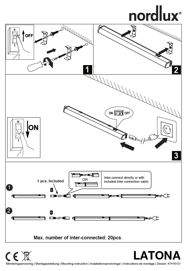 LED Unterbauleuchte Weiß Nordlux Latona 5W 420lm 31,2cm 3000K-4000K 2-Step – Bild 5