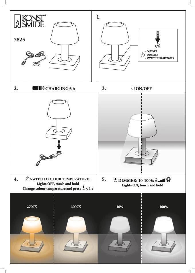 KONSTSMIDE Monaco Akku Tischleuchte IP54 Rostfarben Dimmbar 2700/3000K – Bild 7
