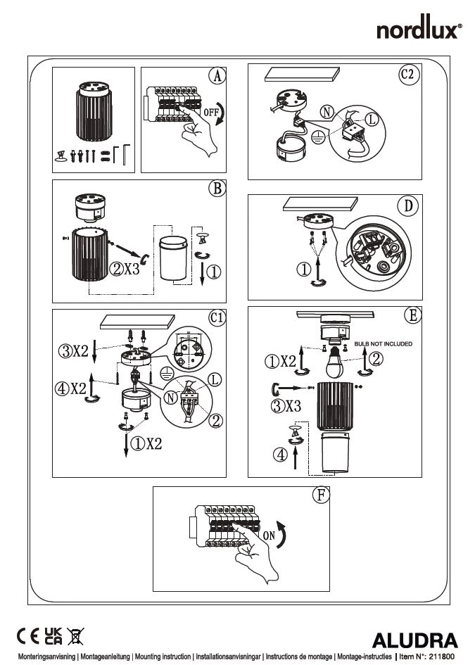 Outdoor Aufbauleuchte Aluminium Nordlux Aludra IP54 E27 – Bild 4