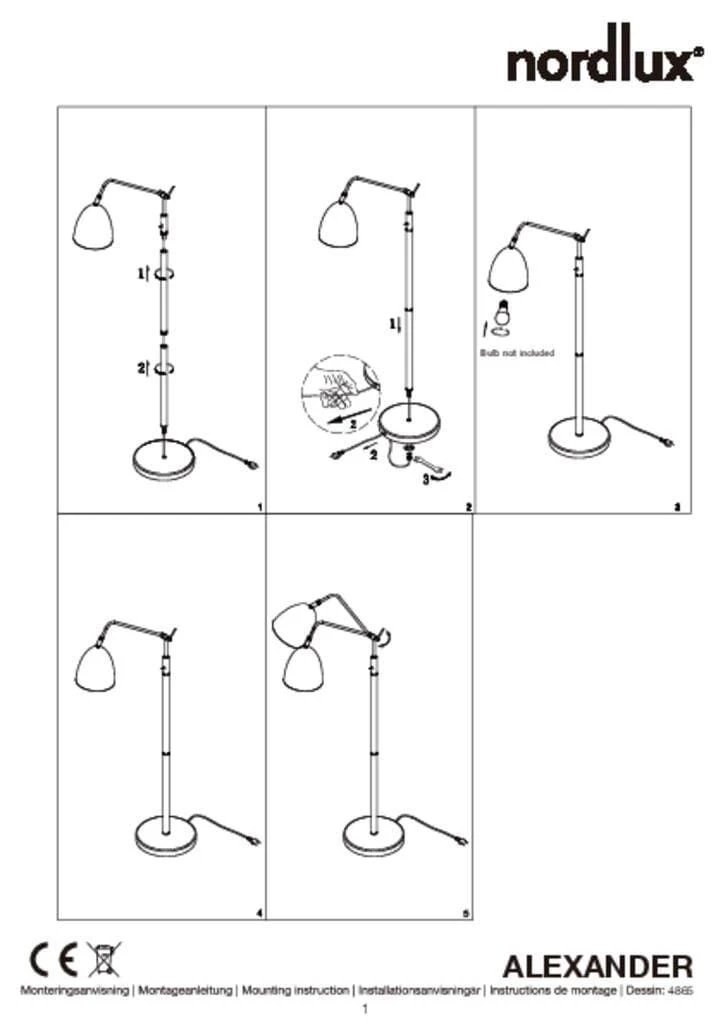 Stehleuchte Schwarz Nordlux Alexander E27 Schwenkbar – Bild 4
